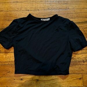 zara black crop top silky
